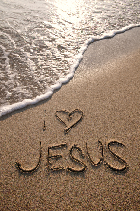 I Love Jesus Christian Message on Beach